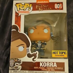 Funko Pop Animation Figure with Brown Hair and Blue Outfit